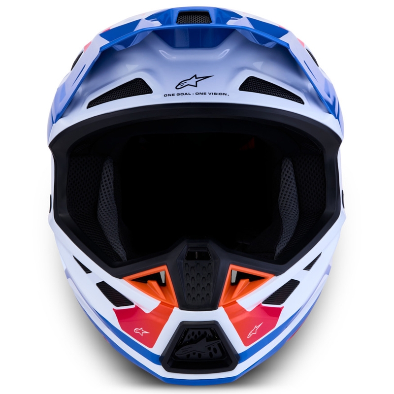 Casco da motocross Alpinestars Supertech S-M7 Core bianco-blu-arancione