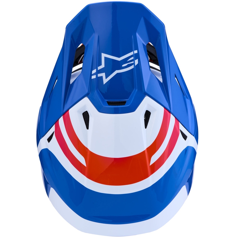 Casco da motocross Alpinestars Supertech S-M7 Core bianco-blu-arancione