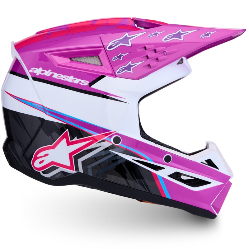 Casco da motocross per bambini Alpinestars S-M3 Falcon, viola-bianco-nero