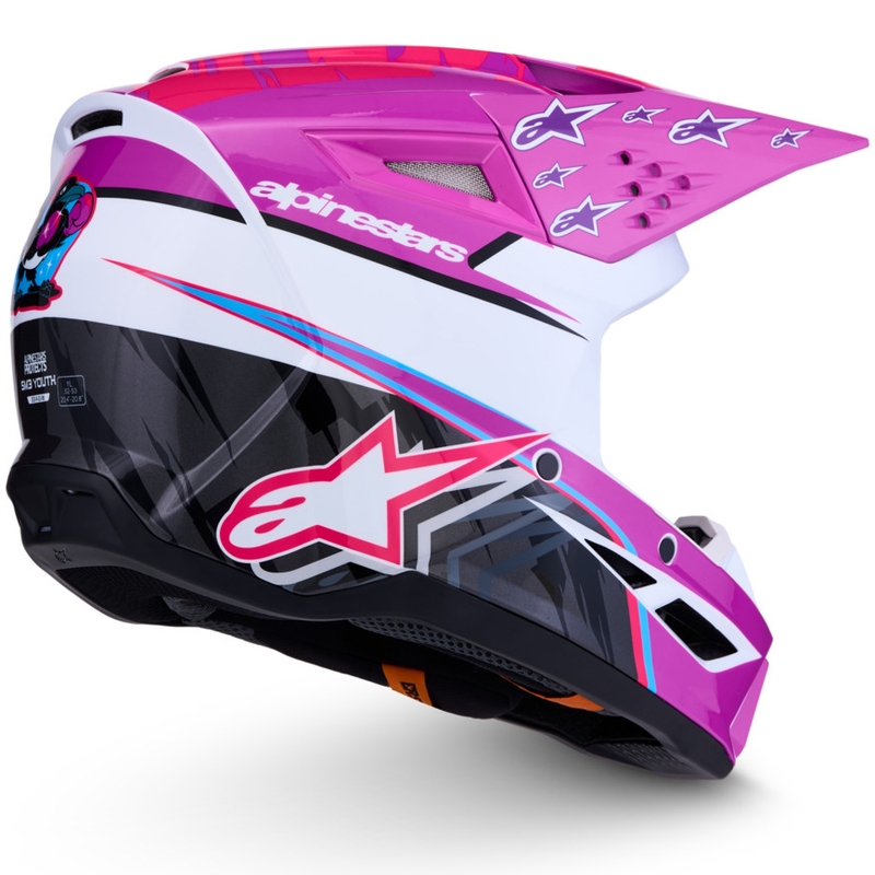 Casco da motocross per bambini Alpinestars S-M3 Falcon, viola-bianco-nero