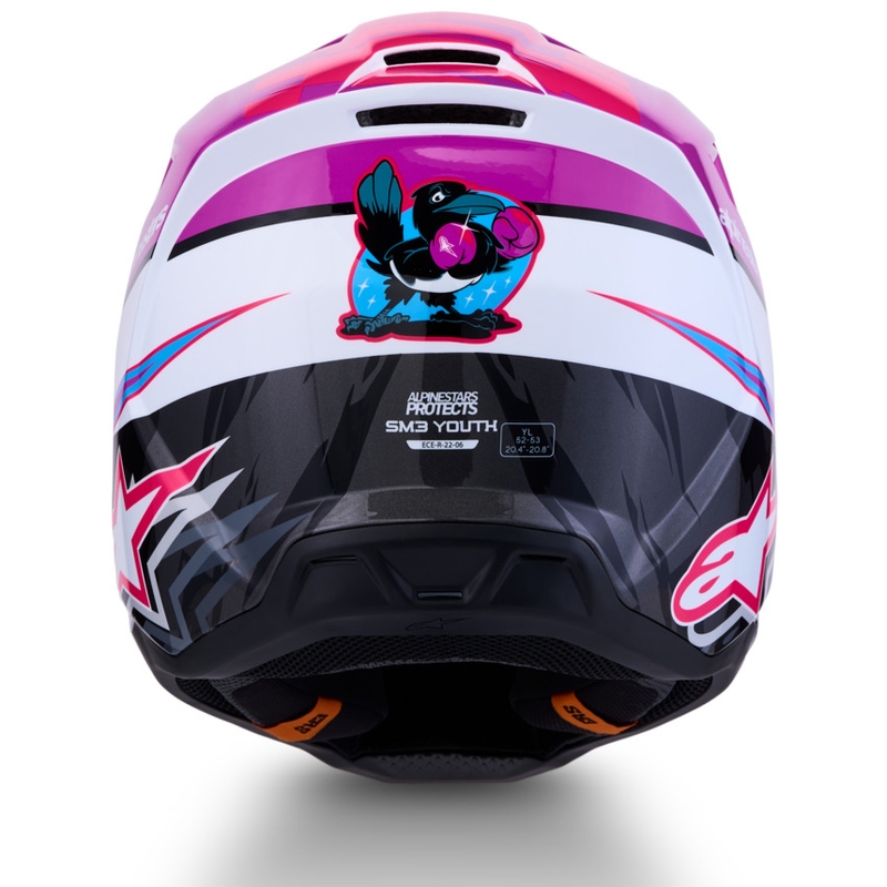 Casco da motocross per bambini Alpinestars S-M3 Falcon, viola-bianco-nero