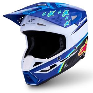 Casco da motocross per bambini Alpinestars S-M3 Falcon blu-bianco-nero