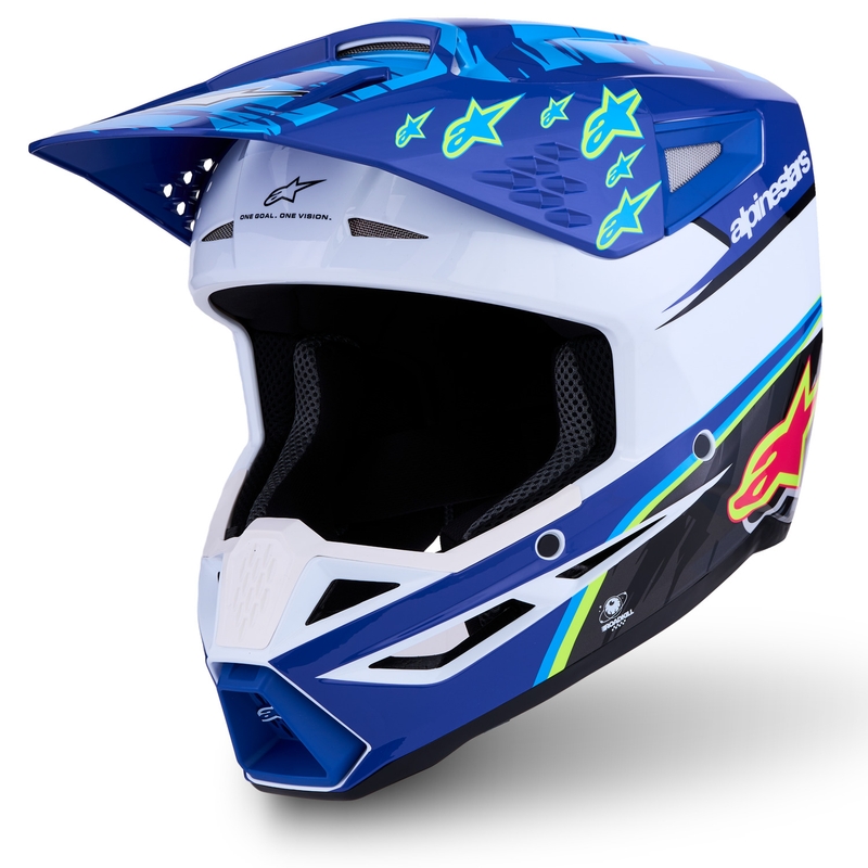 Casco da motocross per bambini Alpinestars S-M3 Falcon blu-bianco-nero