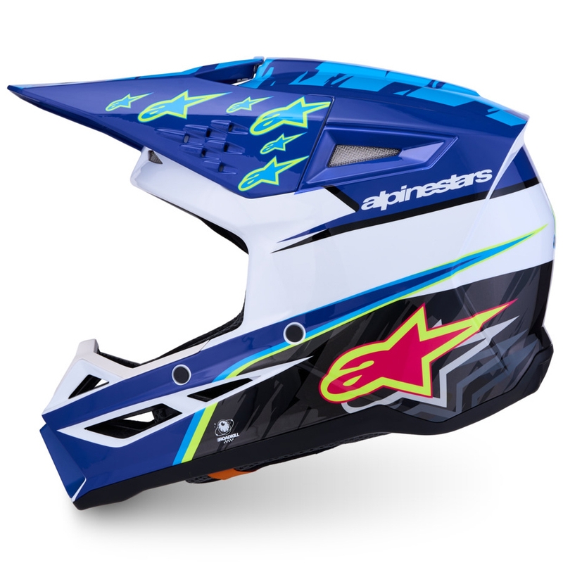 Casco da motocross per bambini Alpinestars S-M3 Falcon blu-bianco-nero