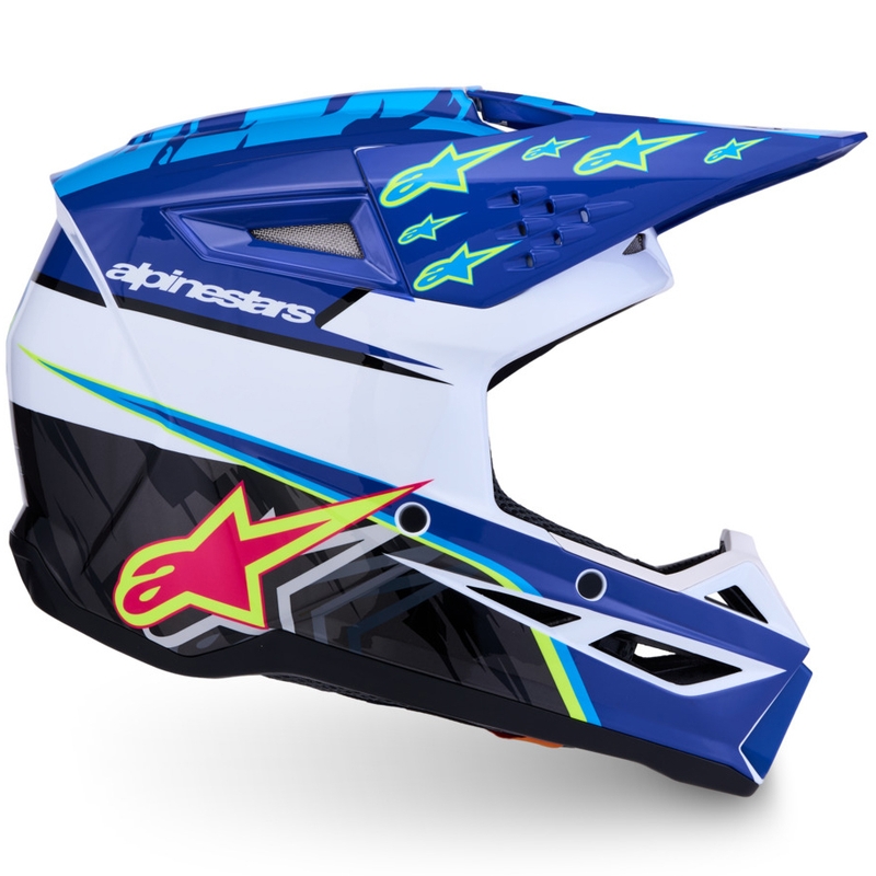 Casco da motocross per bambini Alpinestars S-M3 Falcon blu-bianco-nero