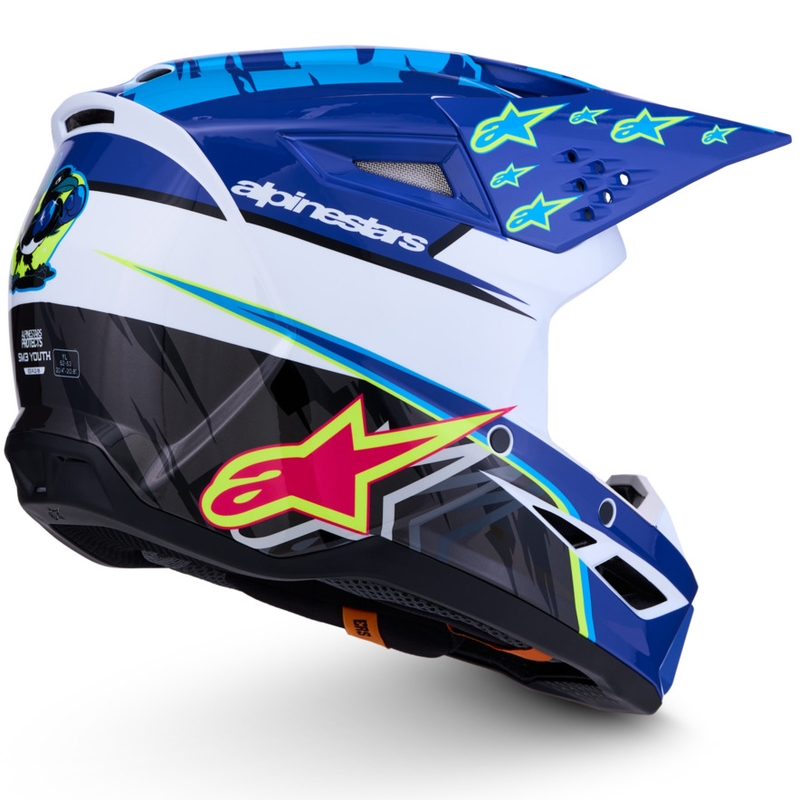 Casco da motocross per bambini Alpinestars S-M3 Falcon blu-bianco-nero