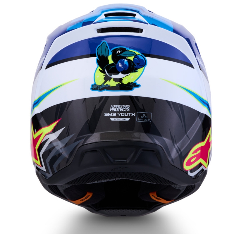 Casco da motocross per bambini Alpinestars S-M3 Falcon blu-bianco-nero