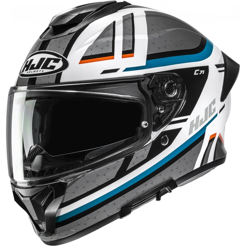 Casco integrale da moto HJC C71 Novah MC27 grigio-bianco-blu