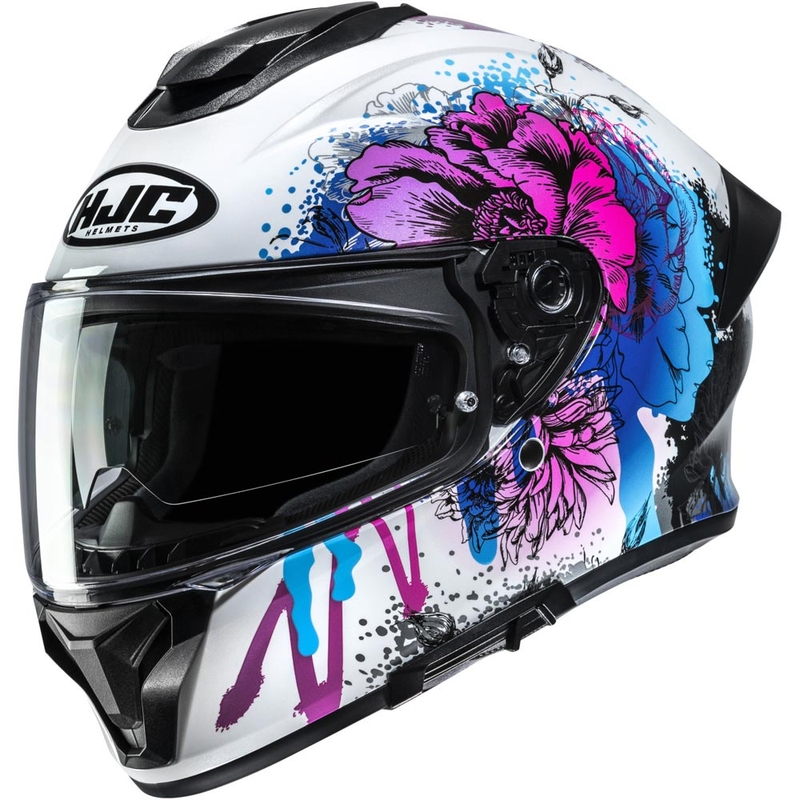 Casco integrale da moto HJC C71 Roko MC28 di colore bianco