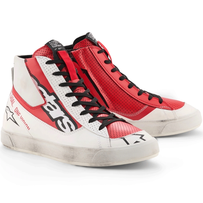 Stivali da moto Alpinestars Stated Flair bianco-rosso