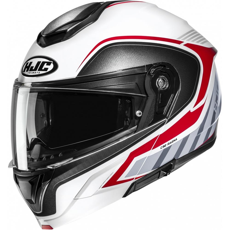Casco da moto apribile HJC C92 Ragna MC1 bianco-grigio-rosso