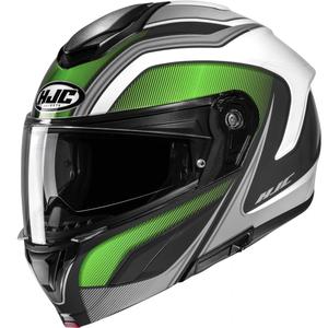 Casco da moto apribile HJC C92 Sirius MC4 nero-bianco-argento-verde