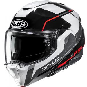 Casco da moto apribile HJC F100 Astra MC1 nero-bianco-rosso-grigio