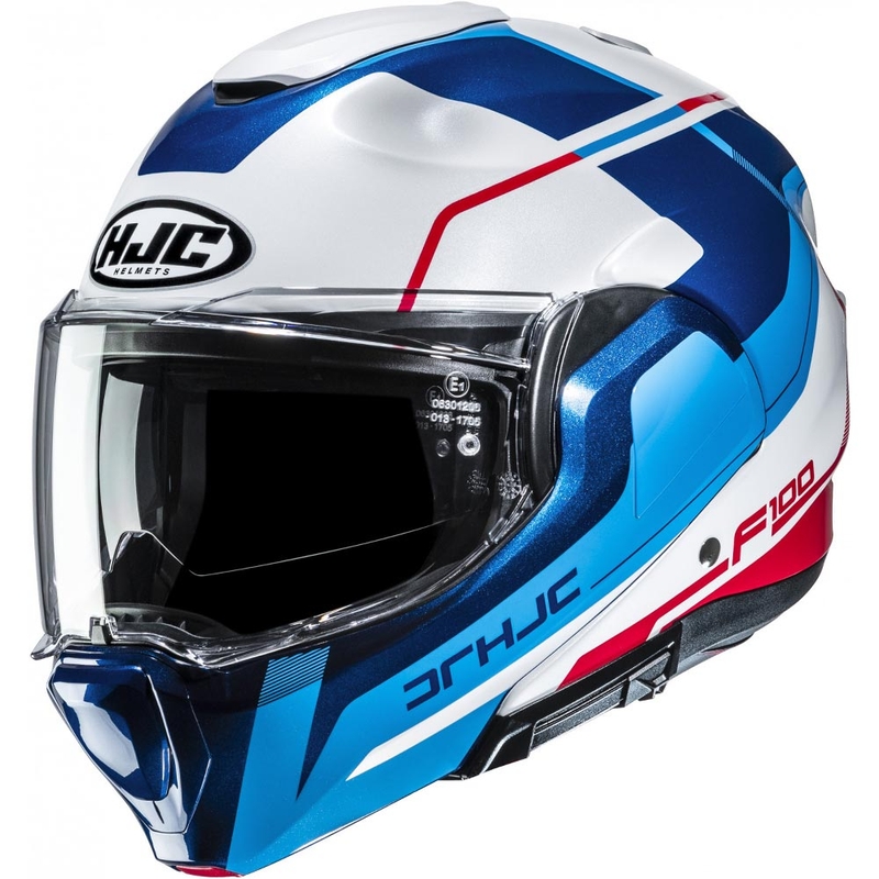 Casco da moto apribile HJC F100 Astra MC21 bianco-blu-rosso
