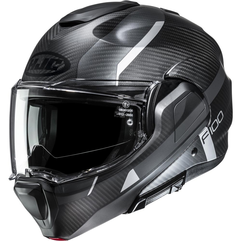 Casco da moto modulare HJC F100 Carbon Askan MC5SF nero-grigio-argento