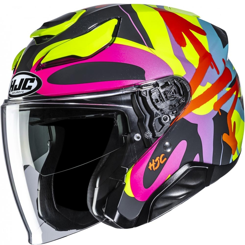 Casco da moto aperto HJC F31 Sora MC38 di colore nero