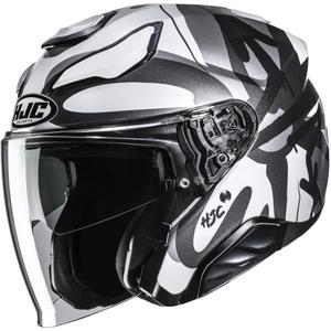 Casco da moto aperto HJC F31 Sora MC5 nero-grigio-bianco