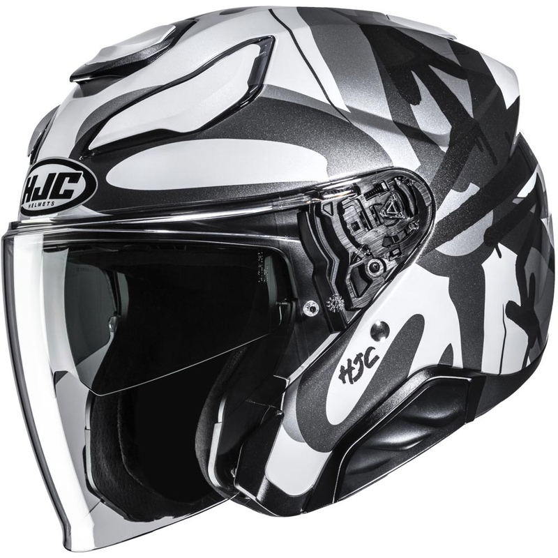 Casco da moto aperto HJC F31 Sora MC5 nero-grigio-bianco