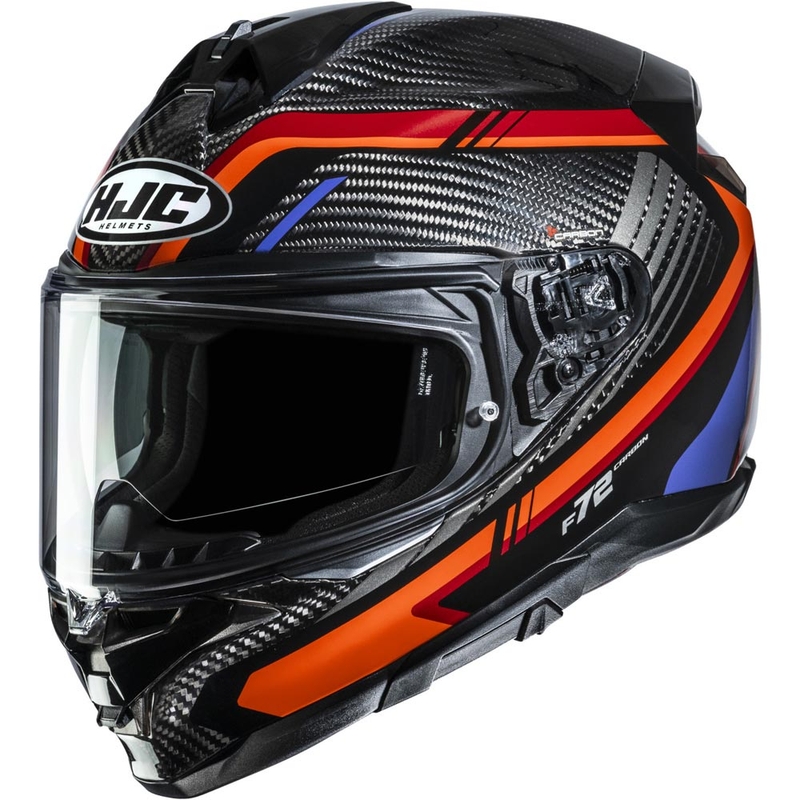 Casco integrale da moto HJC F72 Carbon Kairo MC8 nero-arancione-rosso-viola