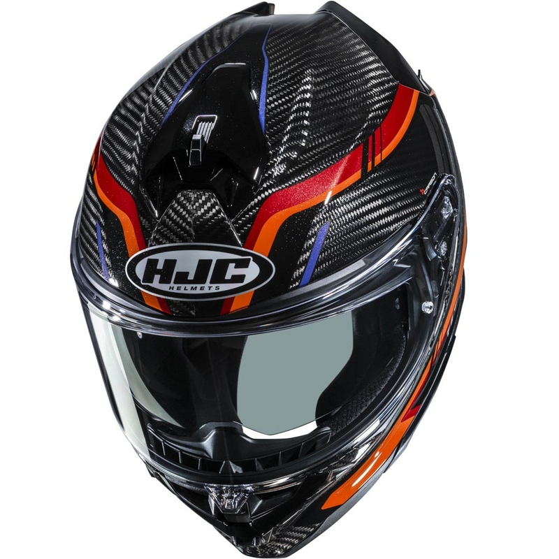 Casco integrale da moto HJC F72 Carbon Kairo MC8 nero-arancione-rosso-viola