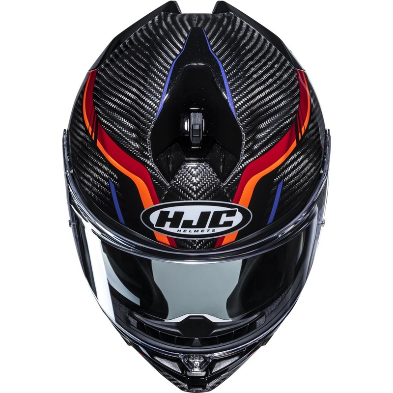 Casco integrale da moto HJC F72 Carbon Kairo MC8 nero-arancione-rosso-viola