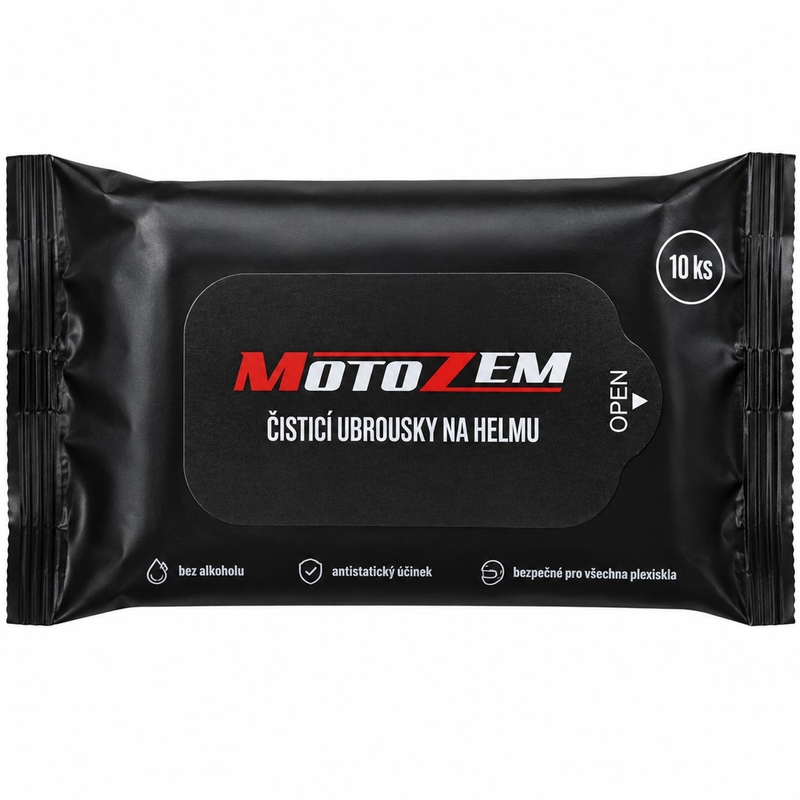 Salviette detergenti per caschi MotoZem, confezione da 10 pezzi.