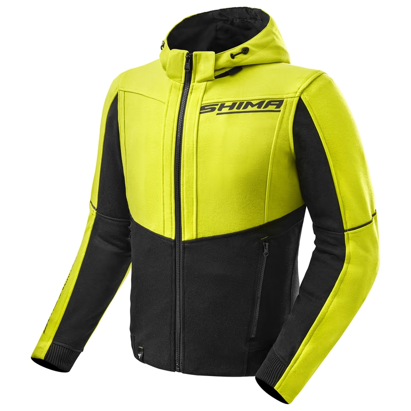Felpa da moto Shima Daybreaker nera-giallo fluo
