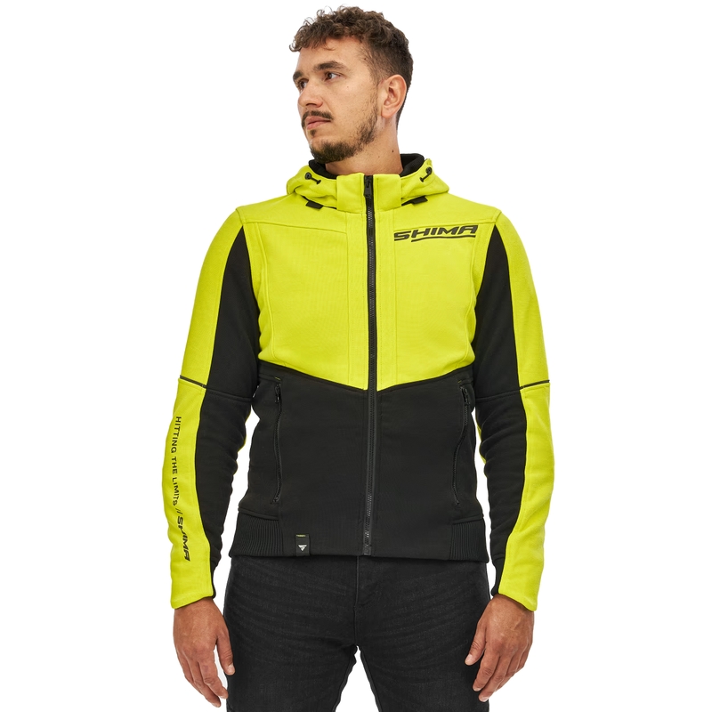 Felpa da moto Shima Daybreaker nera-giallo fluo