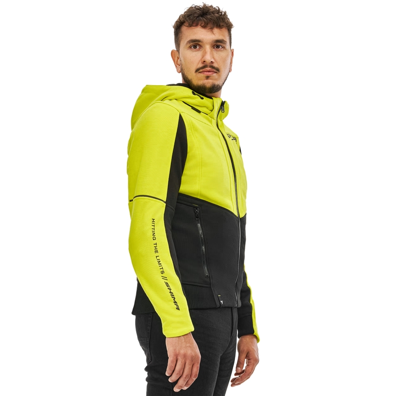 Felpa da moto Shima Daybreaker nera-giallo fluo