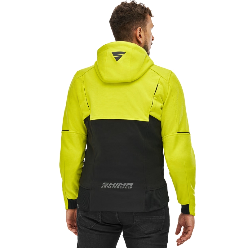 Felpa da moto Shima Daybreaker nera-giallo fluo