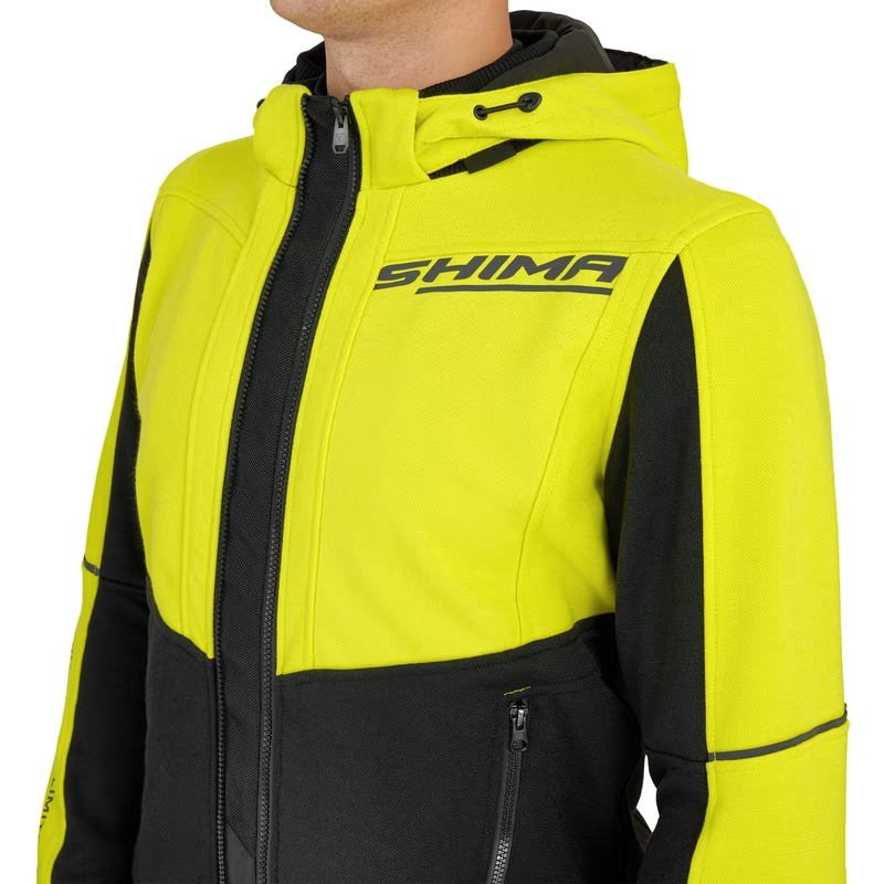 Felpa da moto Shima Daybreaker nera-giallo fluo