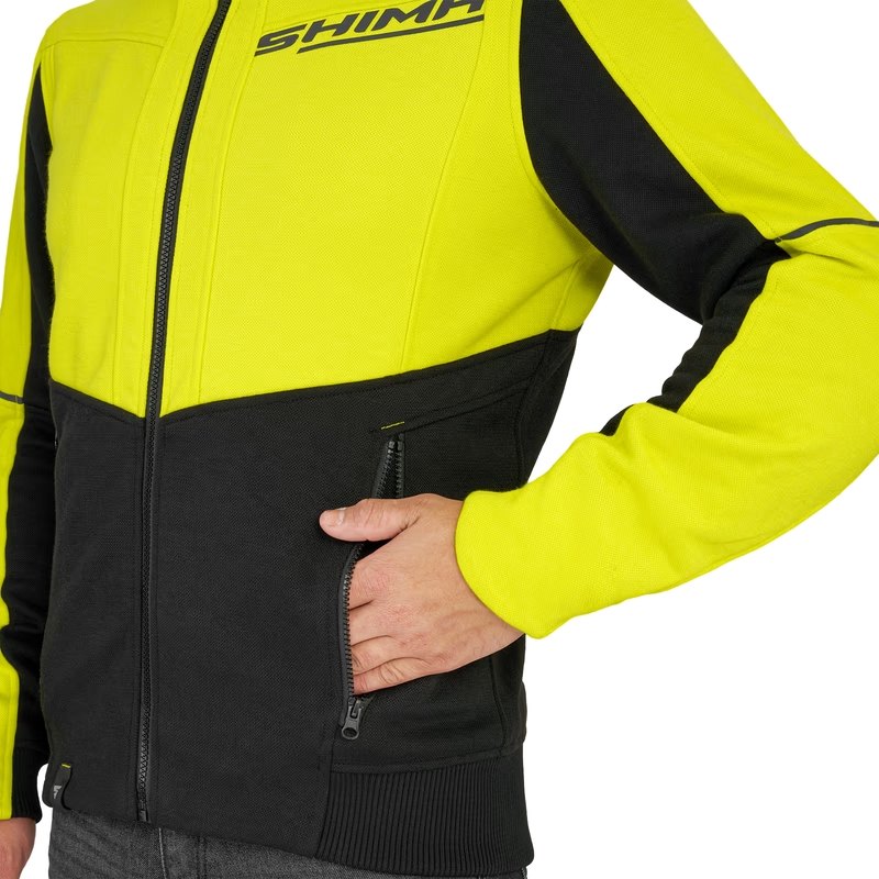 Felpa da moto Shima Daybreaker nera-giallo fluo