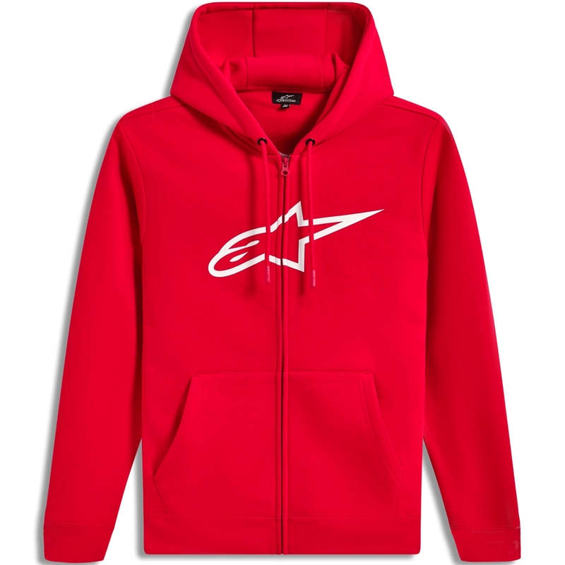 Felpa con cappuccio e zip Alpinestars Ageless 3 rosso-bianco