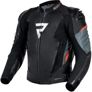 Giacca da moto in pelle Rebelhorn Veloce nero-rosso fluo