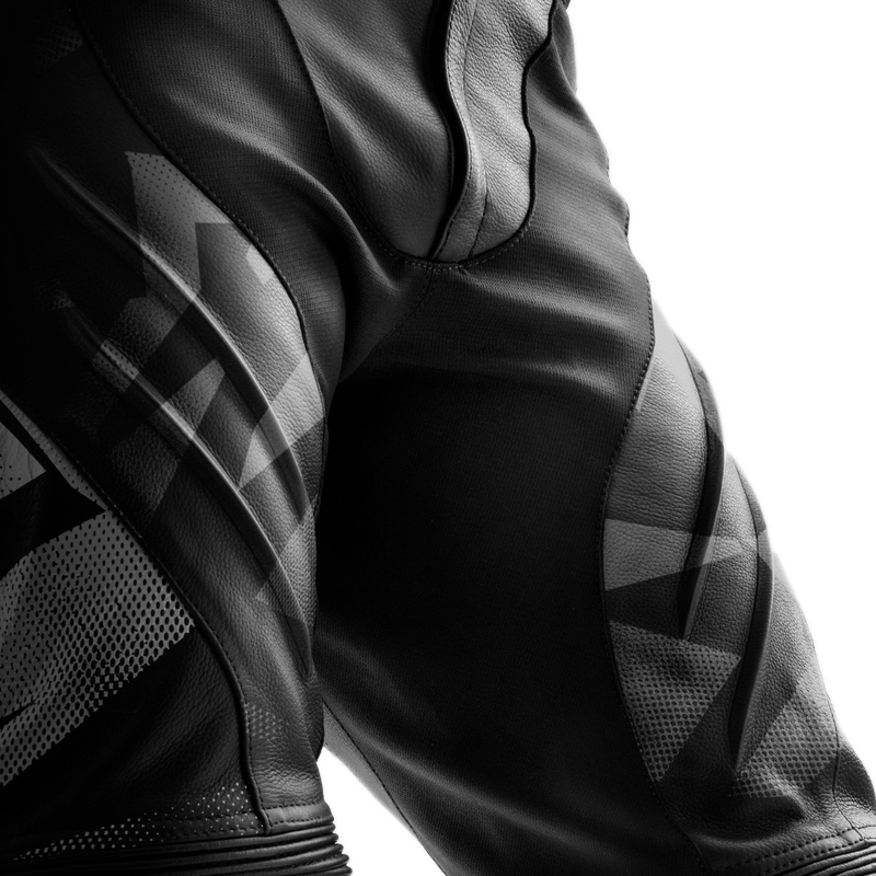 Pantaloni moto in pelle Rebelhorn Inferno bianco e nero