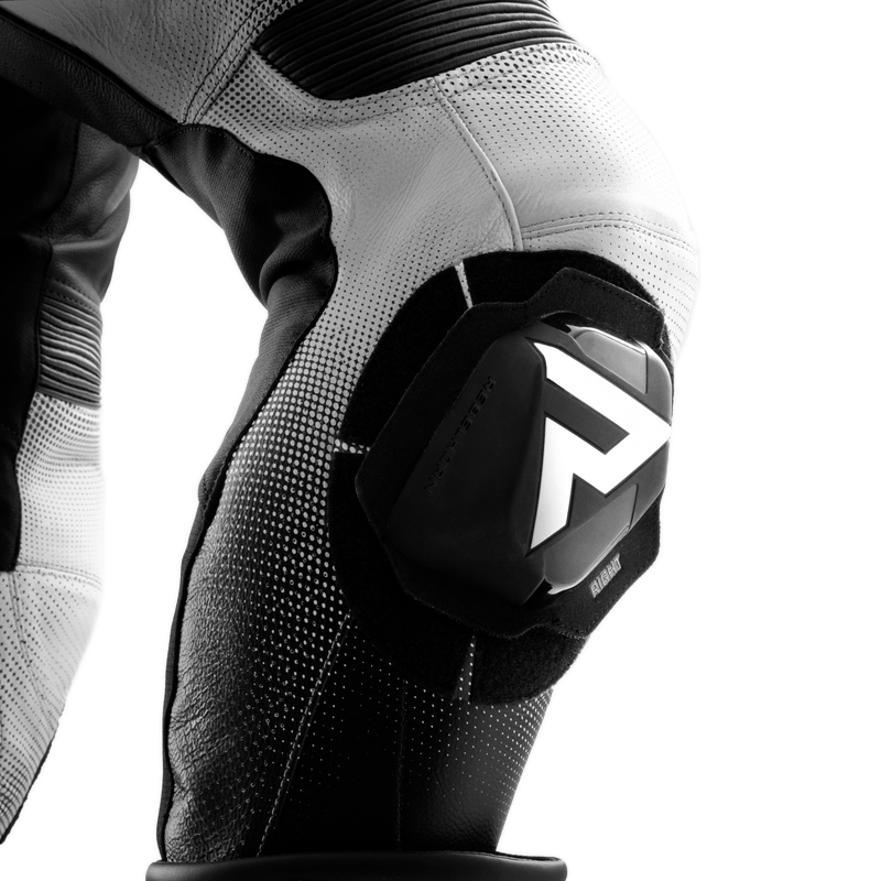 Pantaloni moto in pelle Rebelhorn Inferno bianco e nero
