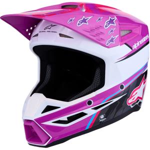 Casco da motocross per bambini Alpinestars S-M3 Falcon, viola-bianco-nero