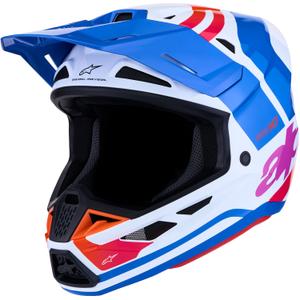 Casco da motocross Alpinestars Supertech S-M7 Core bianco-blu-arancione