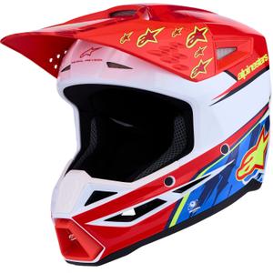 Casco da motocross Alpinestars S-M3 Falcon rosso fluo-bianco