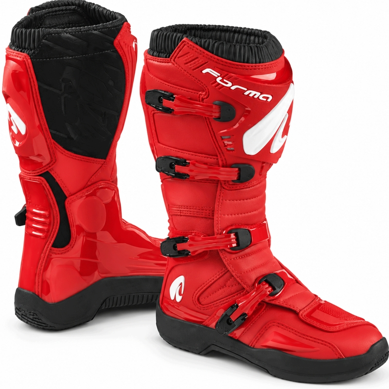 Stivali da motocross Forma Traction rosso-nero-bianco