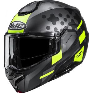Casco da moto apribile HJC i101 Astel MC3HSF nero-grigio-giallo fluo