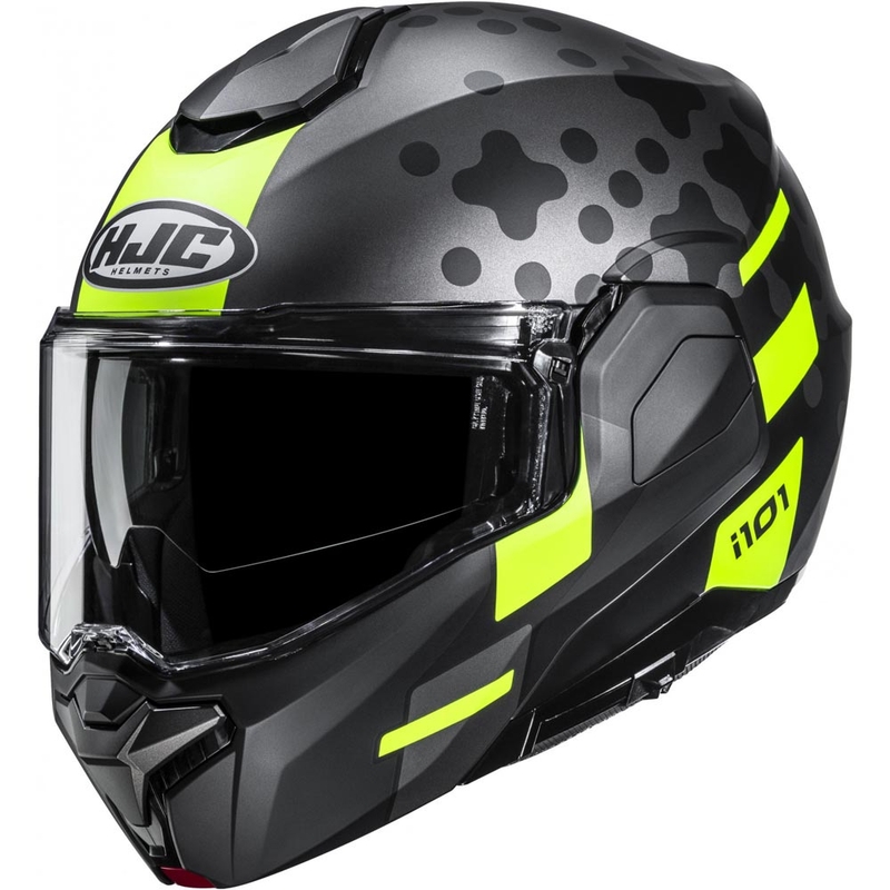 Casco da moto apribile HJC i101 Astel MC3HSF nero-grigio-giallo fluo
