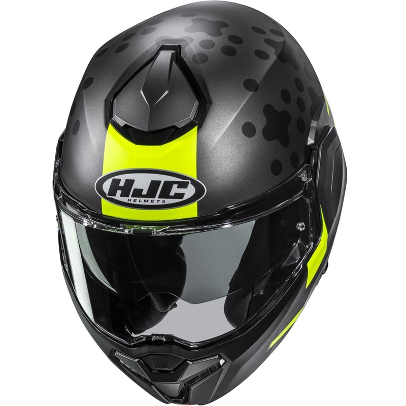 Casco da moto apribile HJC i101 Astel MC3HSF nero-grigio-giallo fluo