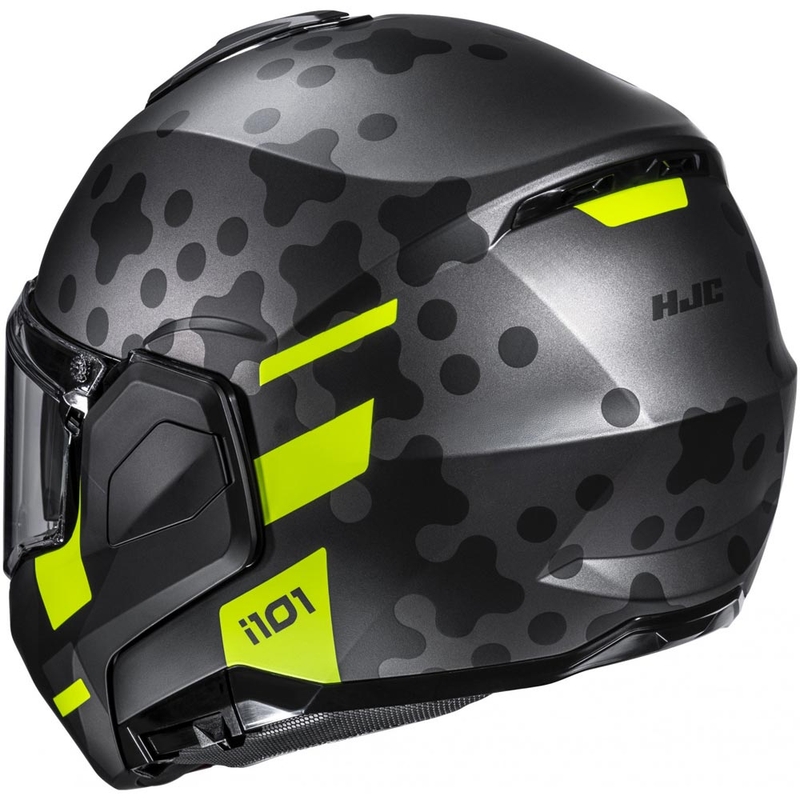 Casco da moto apribile HJC i101 Astel MC3HSF nero-grigio-giallo fluo