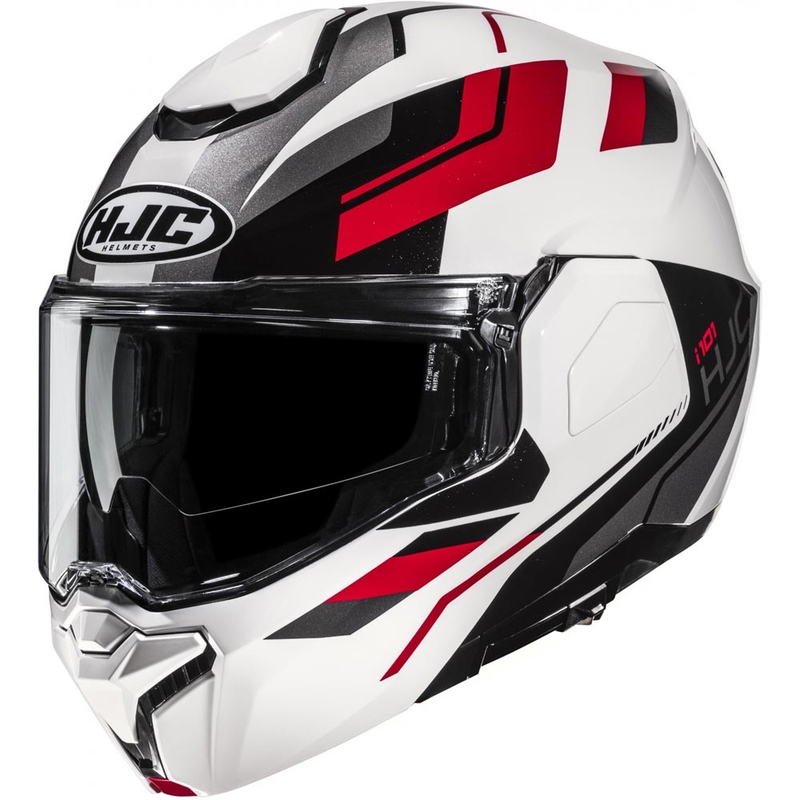 Casco da moto modulare HJC i101 Krone MC1 bianco-nero-rosso