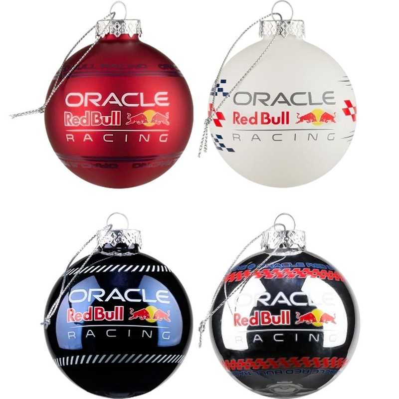 Set di decorazioni natalizie Oracle Red Bull Racing, colorate, 4 pezzi.