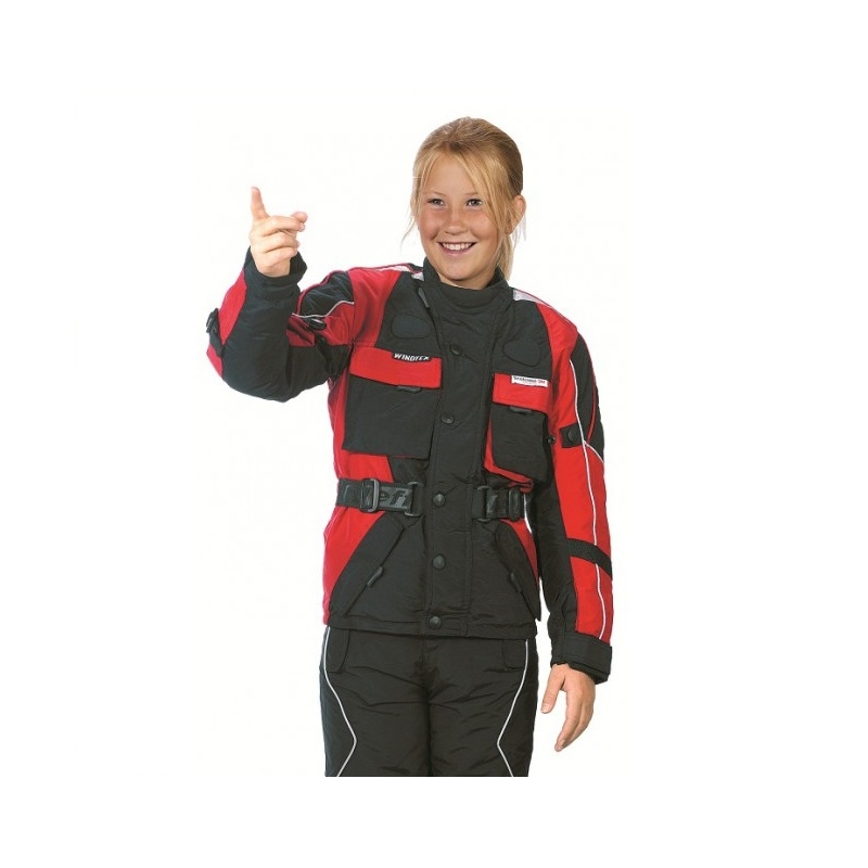Giacca da moto da bambino Roleff Taslan nero-rosso