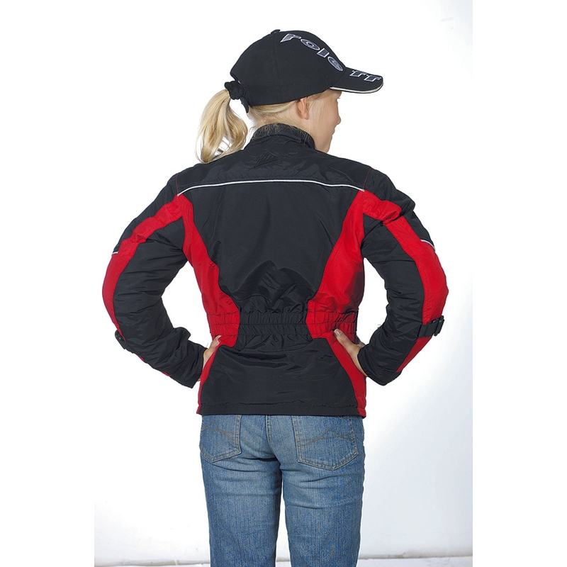 Giacca da moto da bambino Roleff Taslan nero-rosso