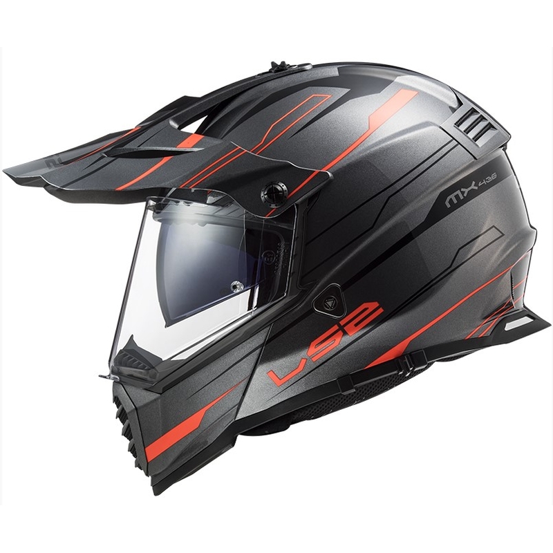 Casco da enduro LS2 MX436 Pioneer EVO Knight arancio titanio