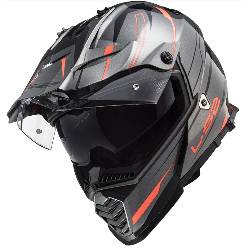 Casco da enduro LS2 MX436 Pioneer EVO Knight arancio titanio